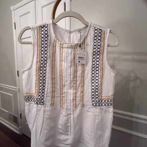 New with tag. White Sleeveless Top with Embroidered Details